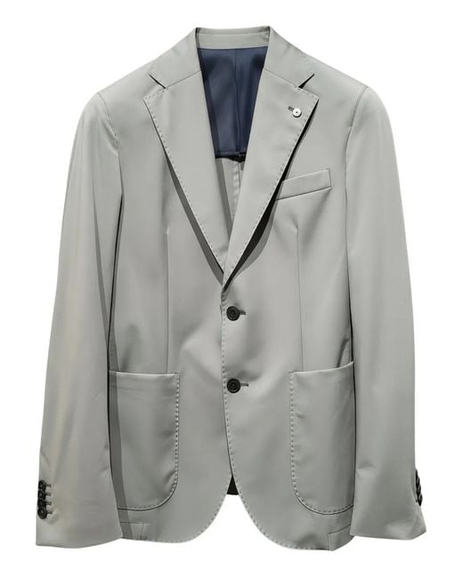 L.b.m. 1911 Gray Single-Breasted Blazer for men