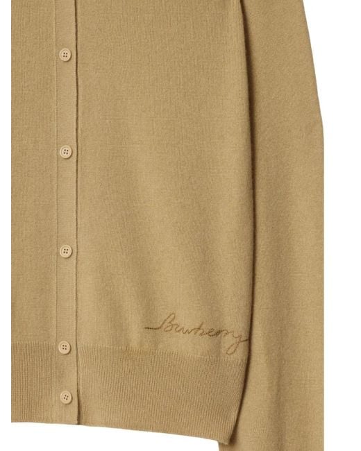 Burberry Kasjmier Vest Met Geborduurd Logo in het Natural