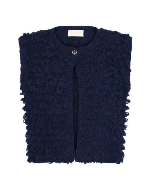 Carolina K Blue Textured Sleeveless Top