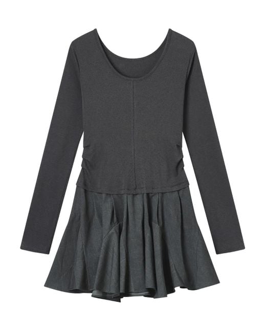 B+ AB Black Long-Sleeve Ruffled Dress