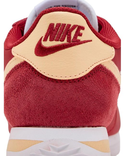 Nike Red Baskets Cortez À Empiècements En Daim