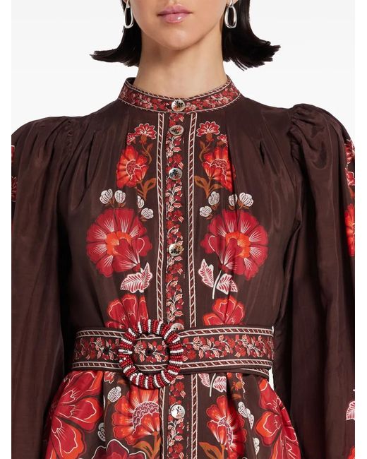 Farm Rio Red Floral-Print Mini Dress