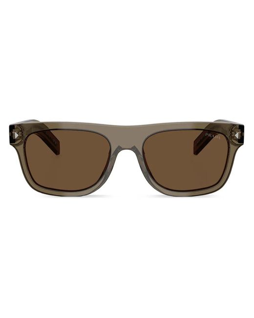 Prada Brown Logo-Plaque Sunglasses for men