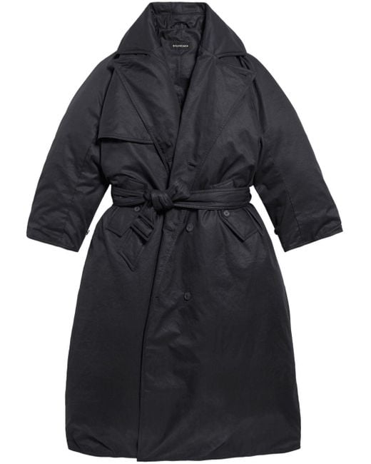 Balenciaga Black Belted Padded Trench Coat