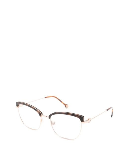 Carolina Herrera Pink Tortoiseshell-Effect Geometric-Frame Glasses