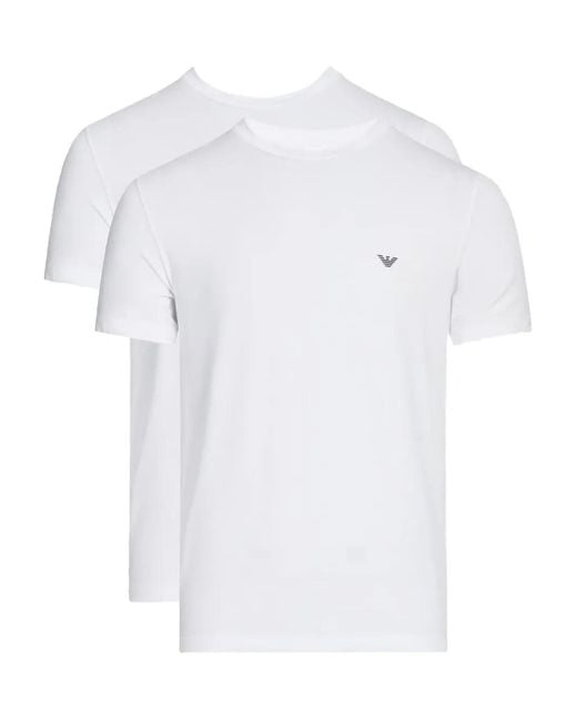 Emporio Armani Twee T-Shirts Met Korte Mouwen En Logodetail in het White voor heren