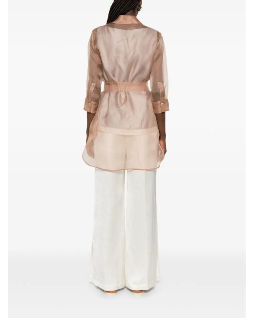 Mazzarelli Pink Organza Sheer Shirt
