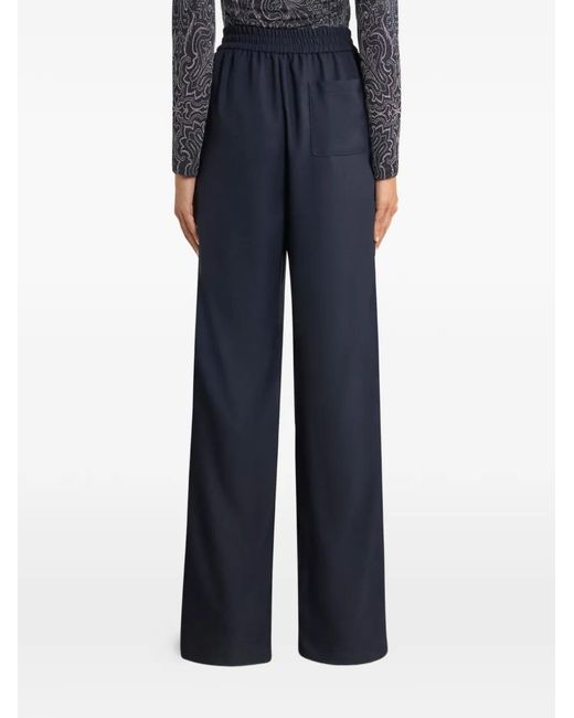 Etro Blue Drawstring Wide-Leg Trousers
