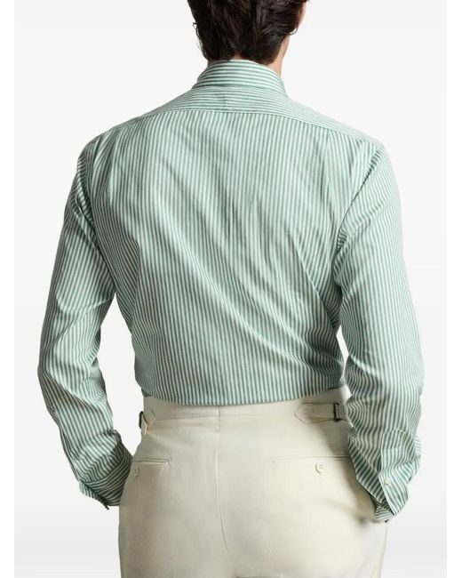 Polo Ralph Lauren Blue Striped Poplin Shirt for men