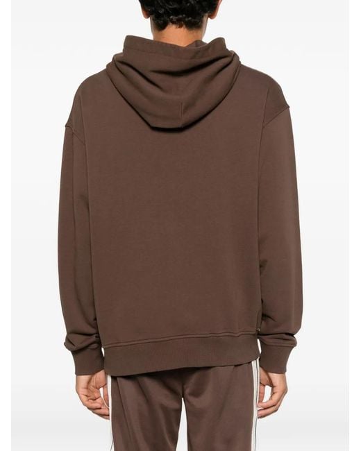 Palm Angels Brown Neck Logo Printed Hoodie for men