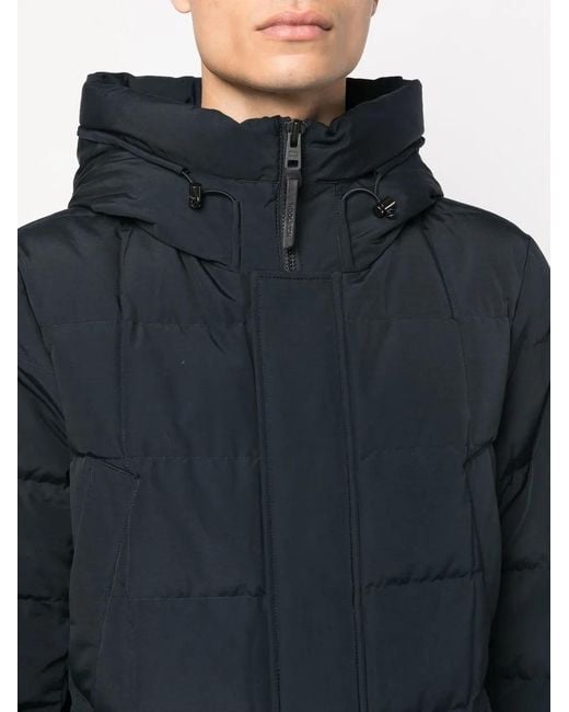 Woolrich Blue Funnel Neck Padded Coat for men