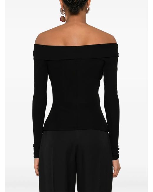 Blumarine Off-Shoulder Top Met Gedraaide Voorkant in het Black