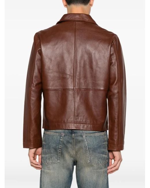 sunflower Brown Zip-Up Leather Jacket for men