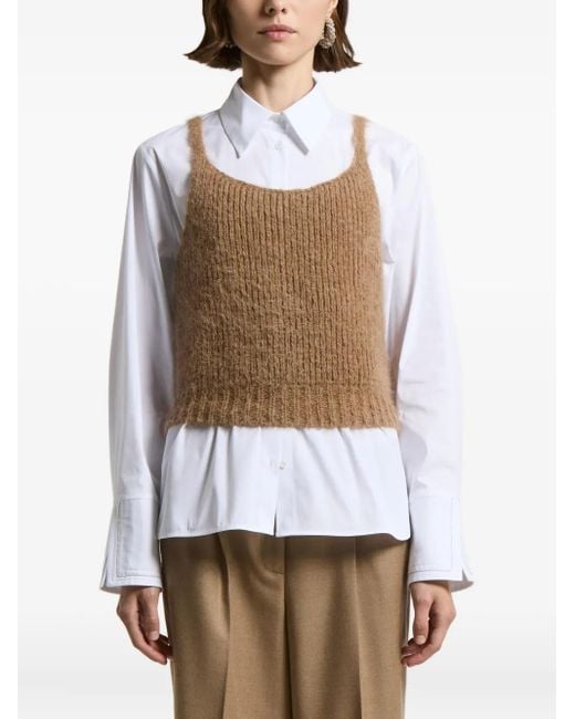 Peserico White Squared-Neckline Sleeveless Top