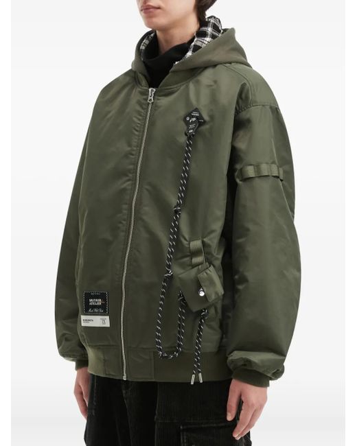 Musium Div. Green Logo-Patch Hooded Jacket for men