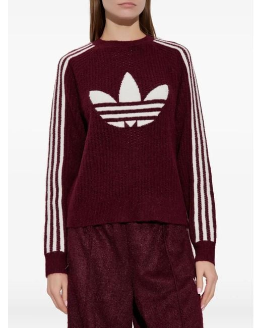 Adidas Red Logo Stripe Knitwear