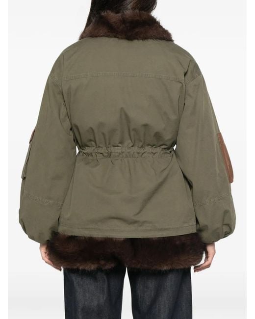 FRONT STREET 8 Green Faux-Fur Trim Drawstring Coat
