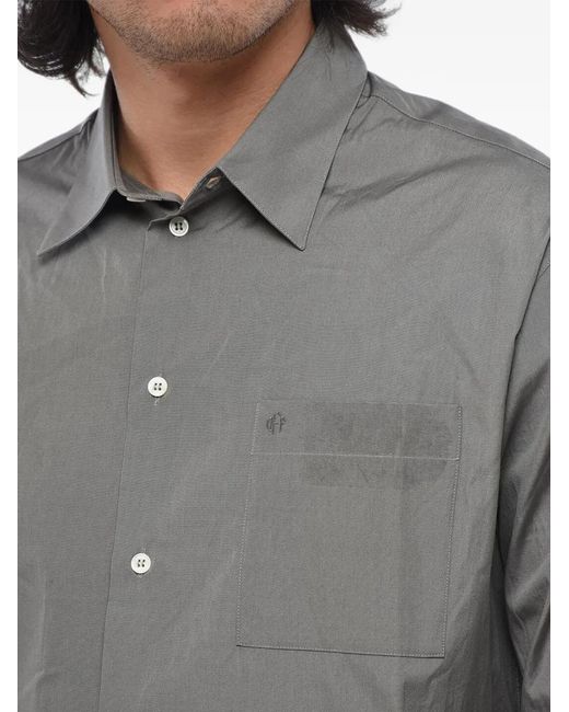 Off-White c/o Virgil Abloh Gray Embroidered-Logo Poplin Shirt for men