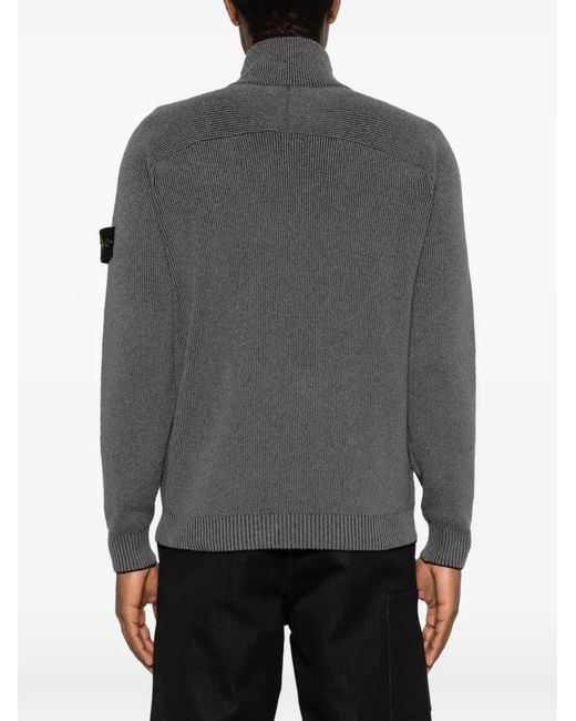 Stone Island Gray 5100034 Plated Rib Cotton Bouclé Jumper for men