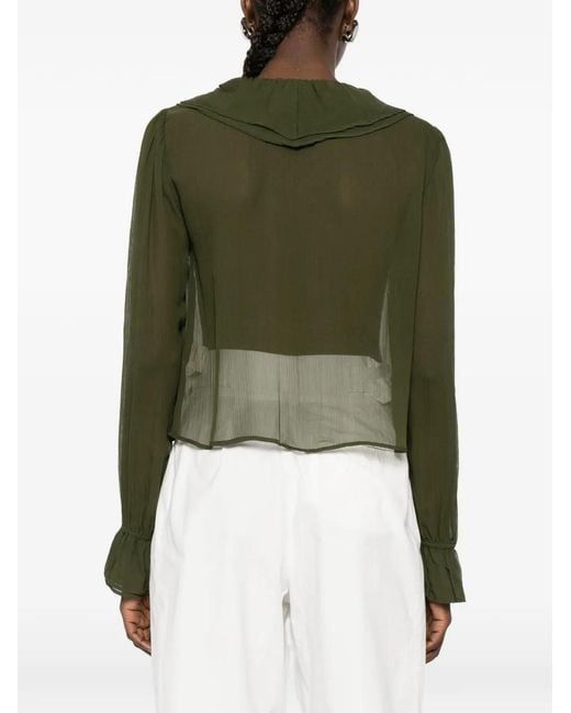 Bode Green Flounce Blouse