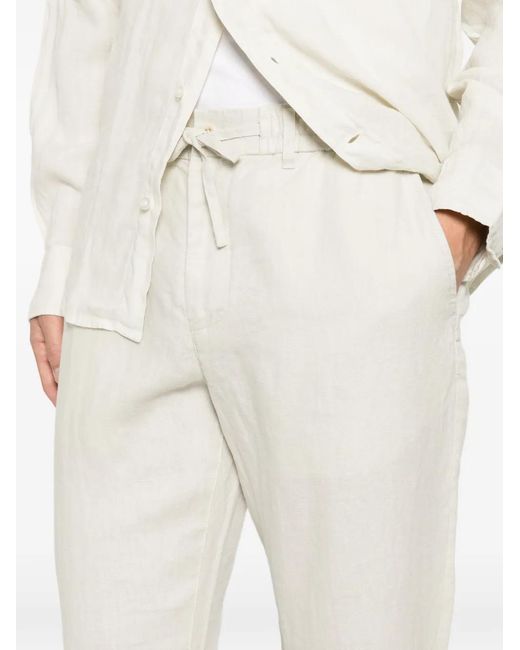 Gant White Drawstring-Waist Linen Trousers for men