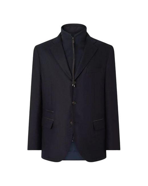 Corneliani Blue Zip Outdoor Jacket for men