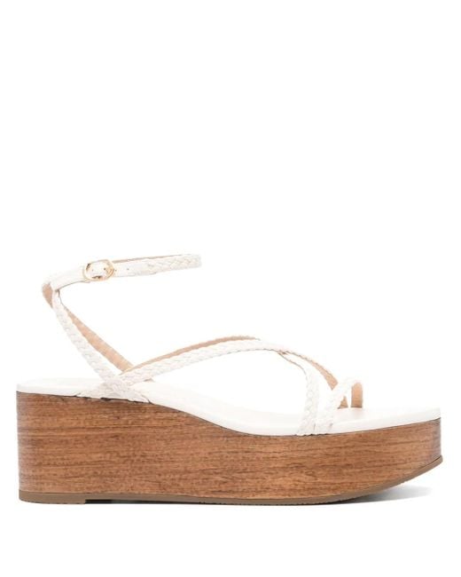 Stuart Weitzman Natural Wovette Wedge Sandals