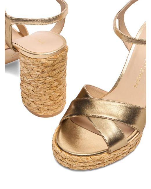 Stuart Weitzman 110 Mm Espadrilles Met Plateauzool En Gekruiste Bandjes in het Metallic