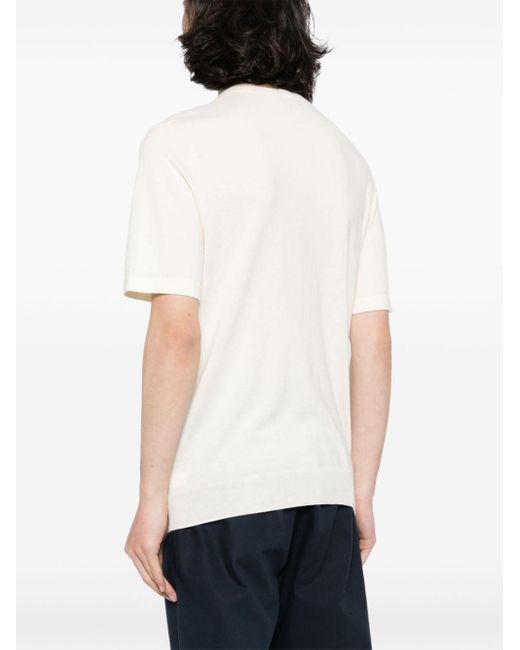 N.Peal Cashmere White Fine-knit Henley Top for men
