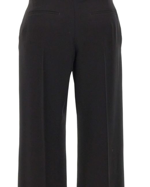 Eleventy Black Pressed-Crease Silk Tailored Trousers