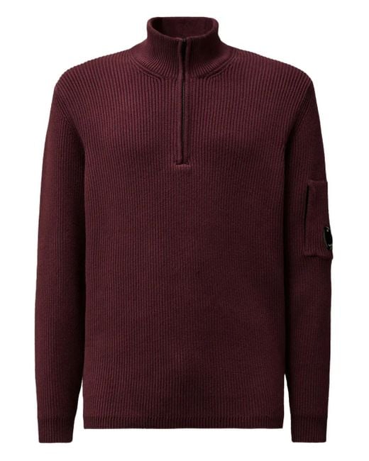 Pull Côtelé À Col Zippé C P Company pour homme en coloris Red