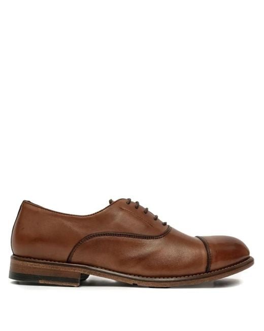 SOMMET Brown Leather Cap-Toe Oxford Shoes