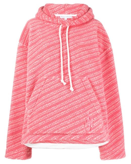 J.W. Anderson Pink Logo-Embroidered Fleece-Textured Hoodie
