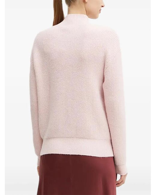 Morgan White Button High-Neck Sweater