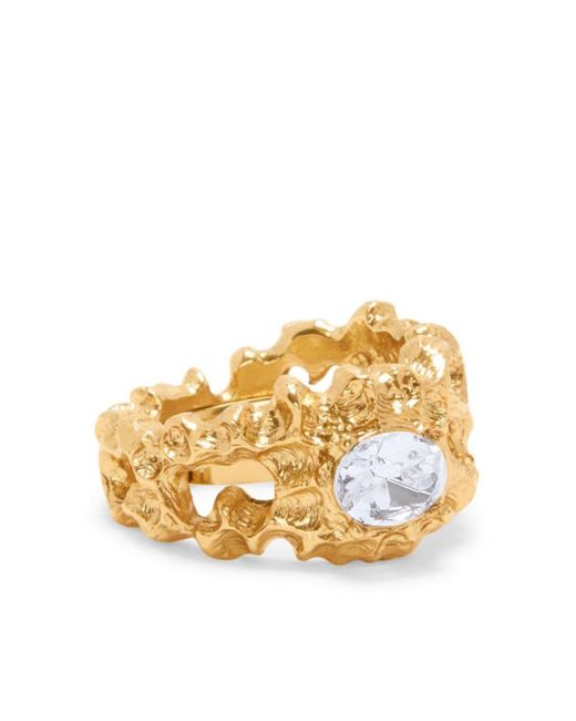 Oscar de la Renta Metallic Coral Crystal-embellished Ring