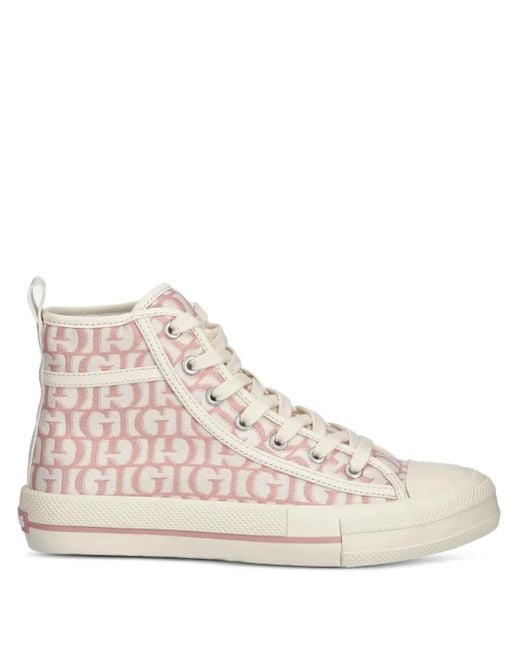 Guess Natural High-Top-Sneakers Aus Monogramm-Canvas
