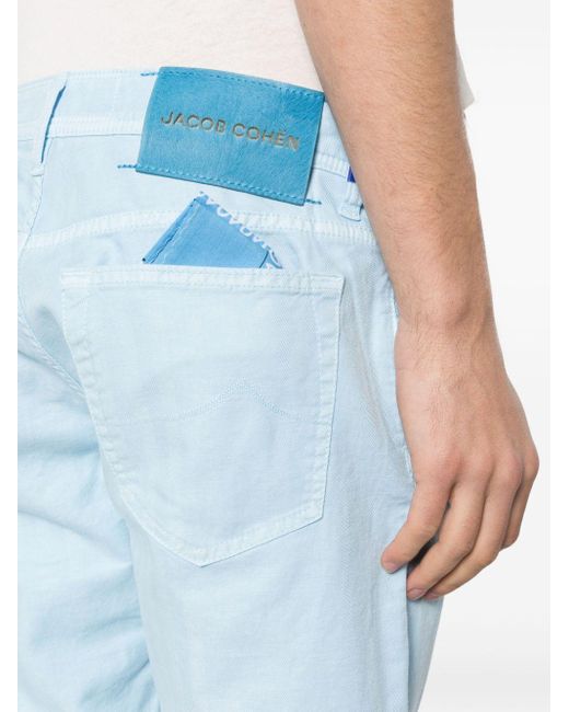 Jacob Cohen Blue Herringbone Tapered-leg Trousers for men
