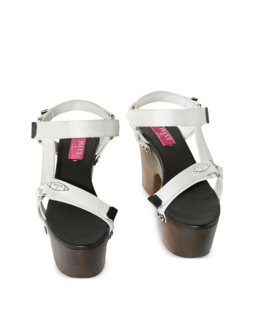 Emilio Pucci White Crush Platform Sandals