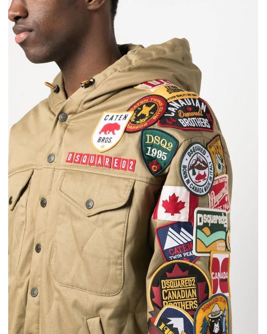 DSquared² Natural Patch-Detail Hooded Jacket for men