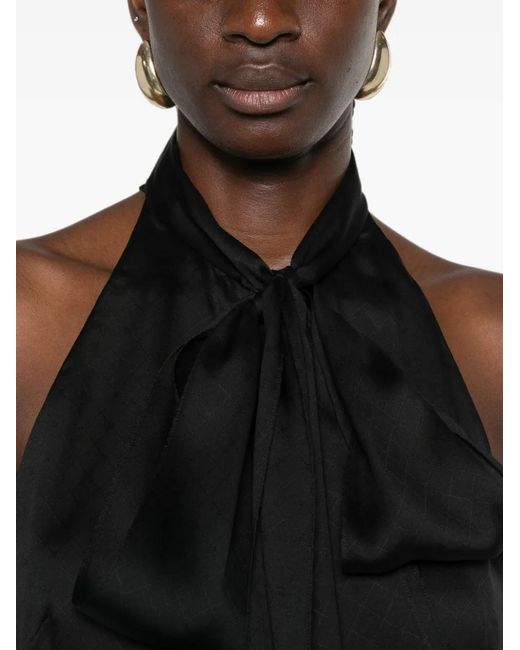 Tom Ford Black Patterned Halterneck Top