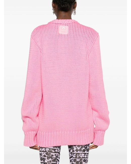 MARINE SERRE Pink Chunky Knit Sweater