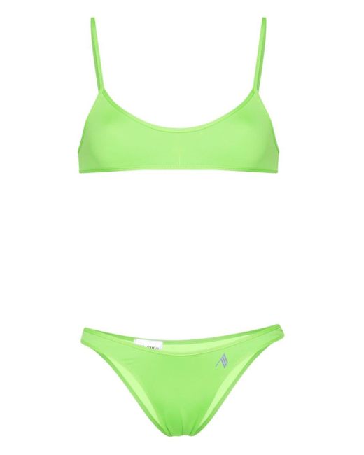 The Attico Green Rubberised-logo Bikini