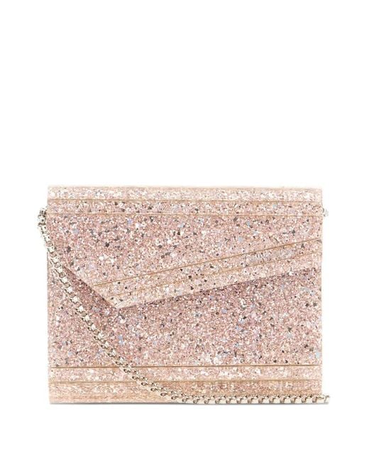 Jimmy Choo Pink Glitter-Panelled Clutch