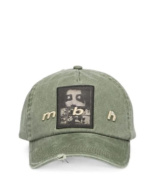 M I S B H V Green Distressed Graphic-Patch Cap