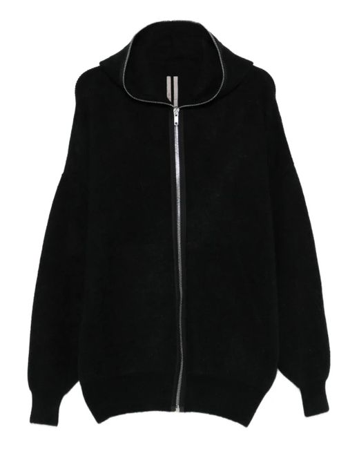Rick Owens Black Hooded Zip-Up Hoodie for men