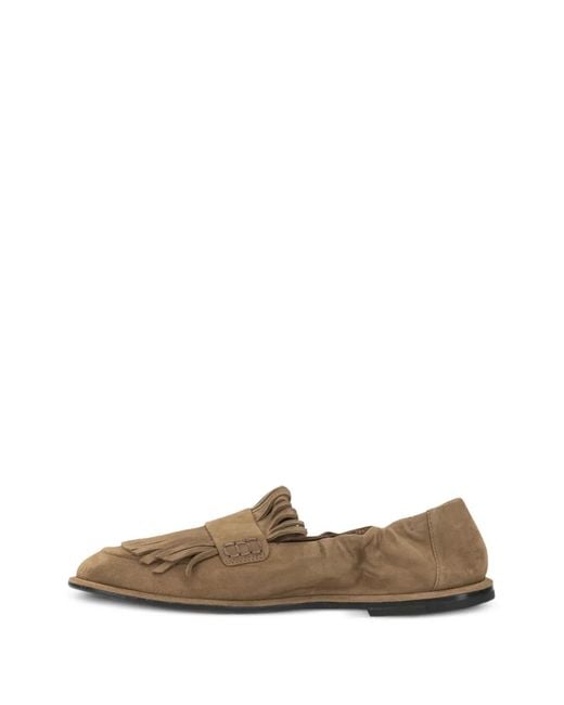 Pomme D ́Or White Fringe-Detail Loafers