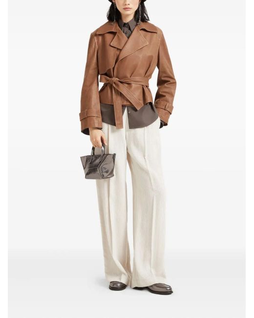 Brunello Cucinelli Brown Luxurious Leather Jacket