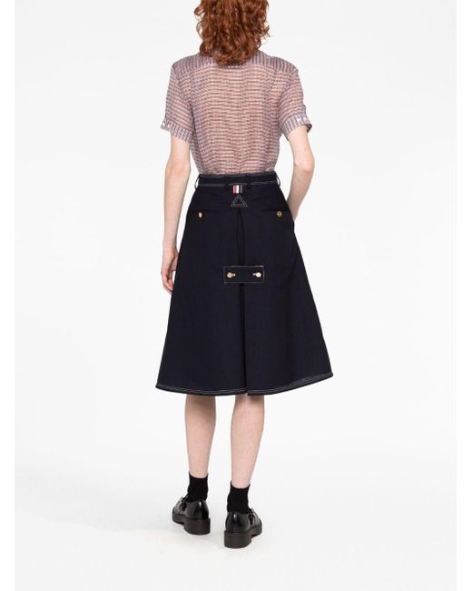 Thom Browne Purple Pussy-bow Check-pattern Blouse