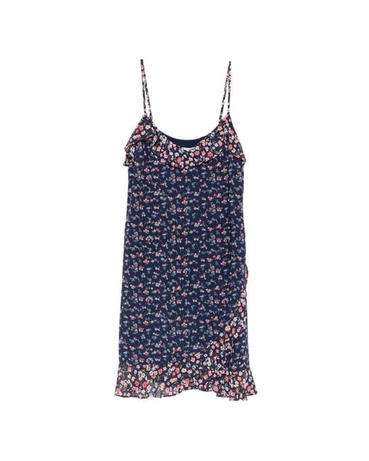 Michael Kors Blue Floral-Print Ruffled Dress