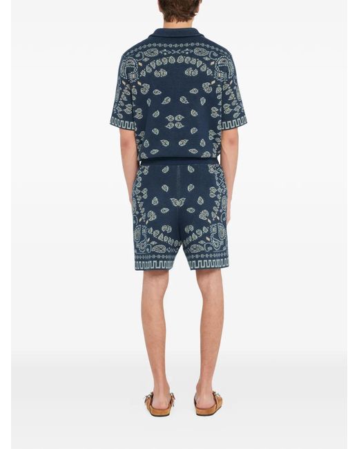 Alanui Blue Paisley-Pattern Shorts for men